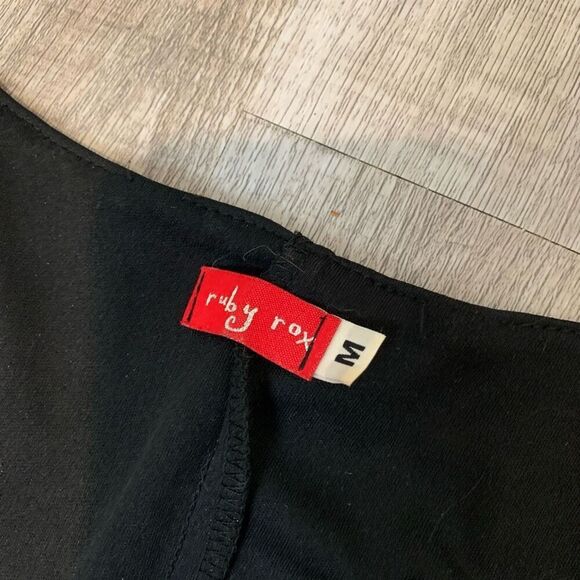 Vintage Ruby Rox Black Paisley Floral Midi Dress Wrap Lettuce Medium M - Picture 4 of 9